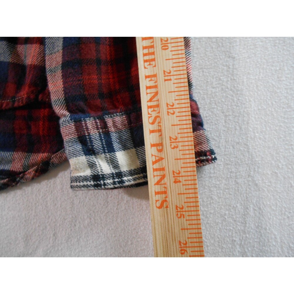 American Eagle Shirt Womens Small Red Blue Heavy Flannel Pockets Outdoors Comfy - Picture 9 of 11